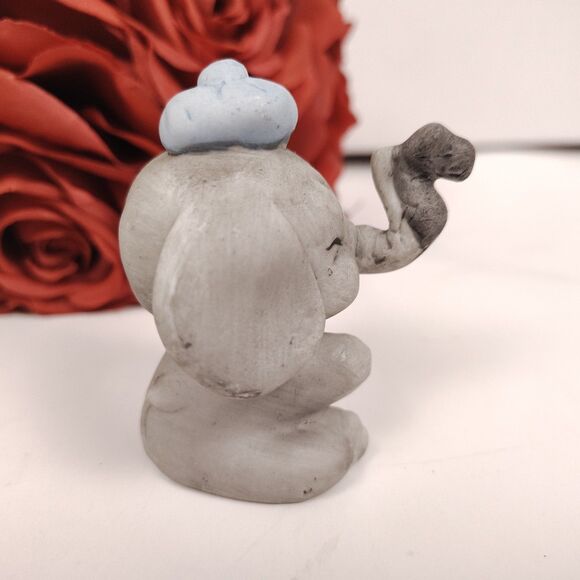 Vtg Pair Of Elephant Figurines Playful Nursery Mouse On Trunk Decor Taiwan Made - Picture 9 of 11